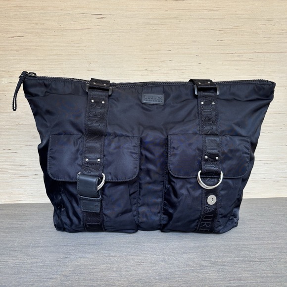 Lauren Ralph Lauren Handbags - Lauren Ralph Lauren Black Nylon Duffel Overnight Weekend Travel Tote Bag